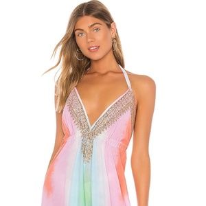JULIET DUNN ROMPER. TIE DYE WITH GOLD STICHING. ONE SIZE